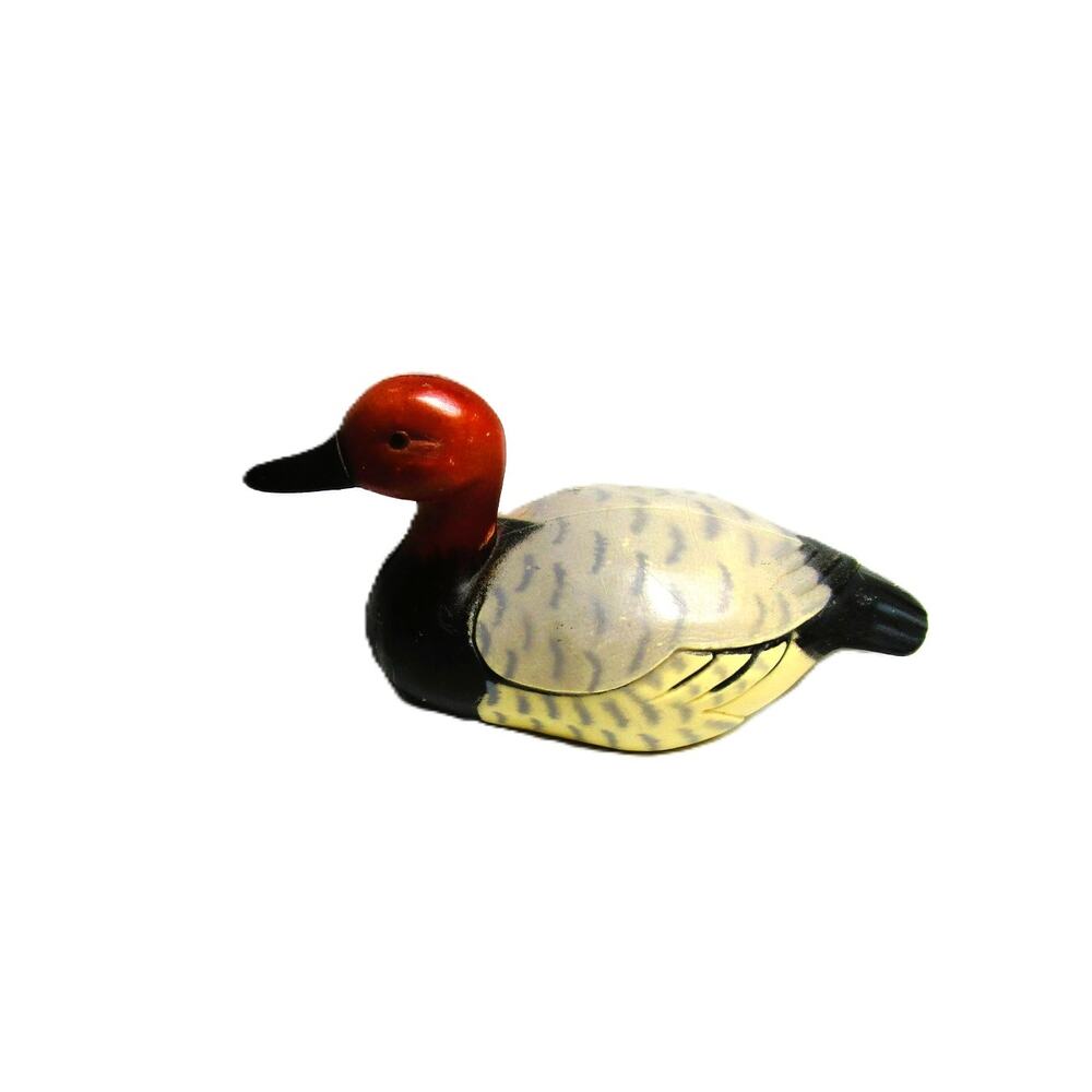 Ceramic Mallard Duck Figurine 3 Inch Vintage 1984 Matte Black Red Hong Kong